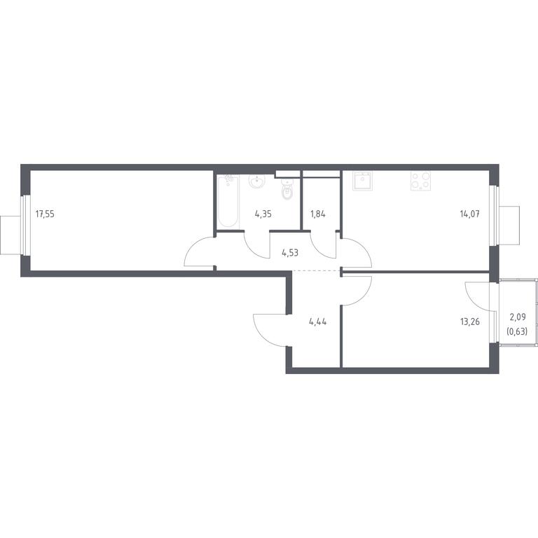 1-BD Apartment Sale, 60.67 sq. m. at Gorki Park, Shkolnaya ulitsa, 2, derevnya Korobovo, Leninskiy City District, Moscow Region, Russia #1 1-BD Apartment Sale, 60.67 sq. m. at Gorki Park, Shkolnaya ulitsa, 2, derevnya Korobovo, Leninskiy City District, Moscow Region, Russia #1