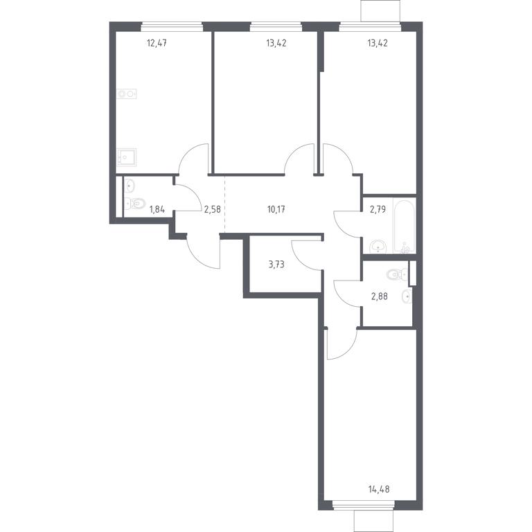 2-BD Apartment Sale, 77.78 sq. m. at Gorki Park, Shkolnaya ulitsa, 2, derevnya Korobovo, Leninskiy City District, Moscow Region, Russia #1