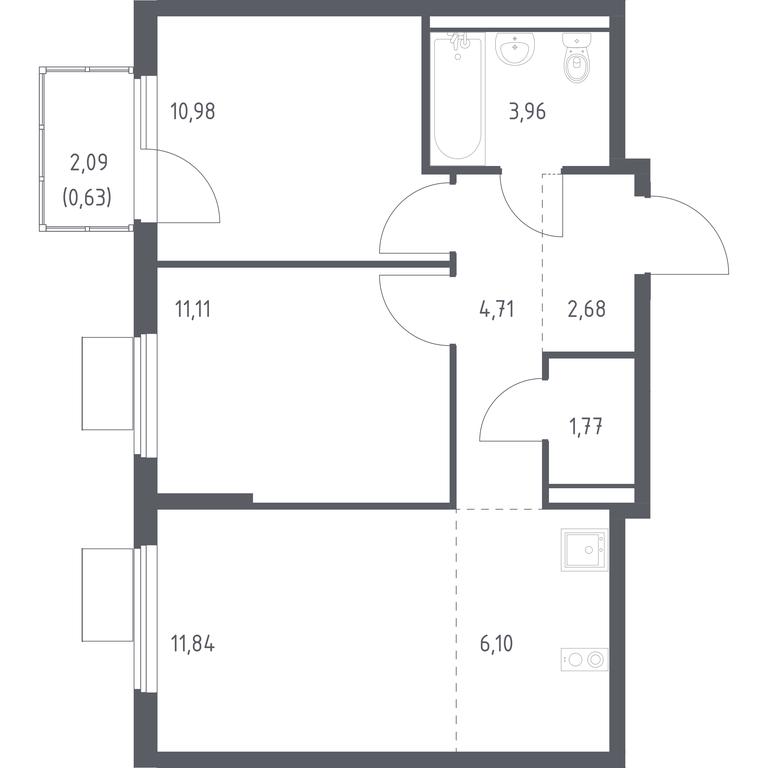 1-BD Apartment Sale, 53.78平方米 at Gorki Park, Shkolnaya ulitsa, 2, derevnya Korobovo, Leninskiy City District, Moscow Region, Russia #1 1-BD Apartment Sale, 53.78平方米 at Gorki Park, Shkolnaya ulitsa, 2, derevnya Korobovo, Leninskiy City District, Moscow Region, Russia #1