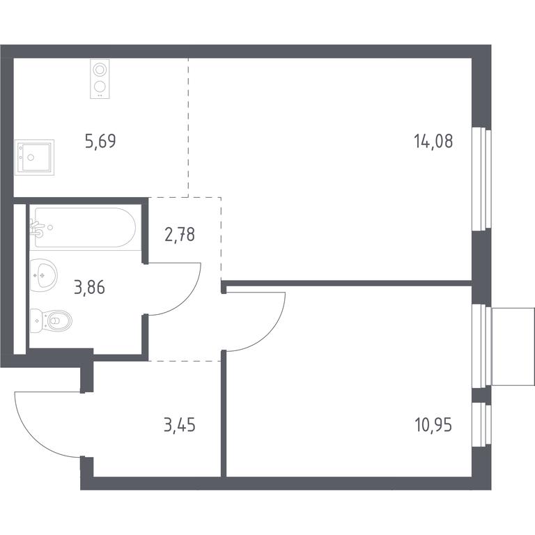 Apartment Sale, 40.81 sq. m. at Gorki Park, Shkolnaya ulitsa, 2, derevnya Korobovo, Leninskiy City District, Moscow Region, Russia #1