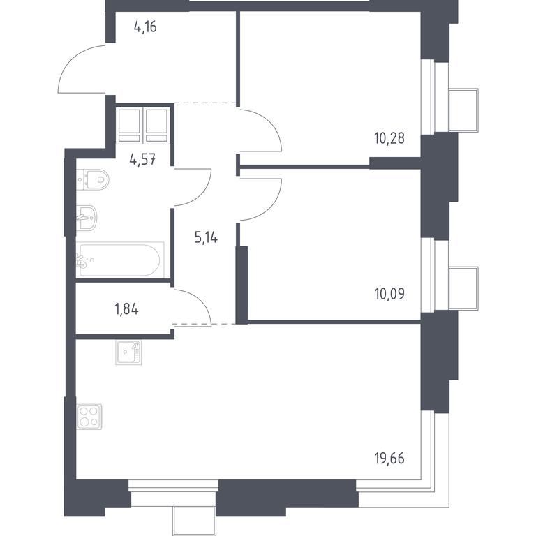 1-BD Apartment Sale, 55.96 sq. m. at Troparevo Park, Kiyevskoye shosse, 21-y kilometr, 3с4, Mosrentgen Settlement, Moscow, Russia #1 1-BD Apartment Sale, 55.96 sq. m. at Troparevo Park, Kiyevskoye shosse, 21-y kilometr, 3с4, Mosrentgen Settlement, Moscow, Russia #1
