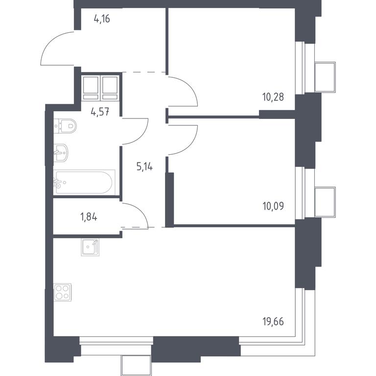 1-BD Apartment Sale, 55.5 sq. m. at Troparevo Park, Kiyevskoye shosse, 21-y kilometr, 3с4, Mosrentgen Settlement, Moscow, Russia #1