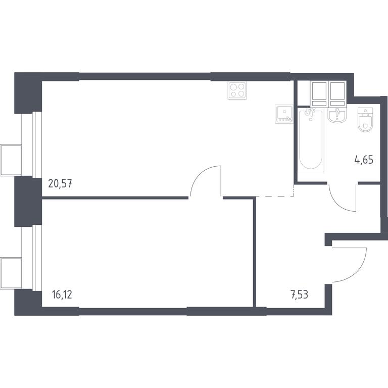 Apartment Sale, 49.05 sq. m. at Troparevo Park, Kiyevskoye shosse, 21-y kilometr, 3с4, Mosrentgen Settlement, Moscow, Russia #1