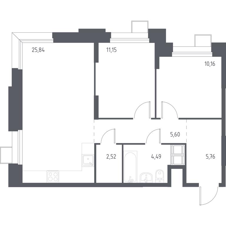 1-BD Apartment Sale, 65.37 sq. m. at Troparevo Park, Kiyevskoye shosse, 21-y kilometr, 3с4, Mosrentgen Settlement, Moscow, Russia #1 1-BD Apartment Sale, 65.37 sq. m. at Troparevo Park, Kiyevskoye shosse, 21-y kilometr, 3с4, Mosrentgen Settlement, Moscow, Russia #1