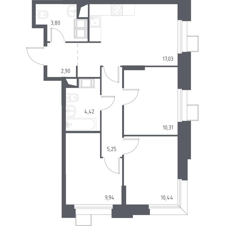 2-BD Apartment Sale, 64.29 sq. m. at Troparevo Park, Kiyevskoye shosse, 21-y kilometr, 3с4, Mosrentgen Settlement, Moscow, Russia #1 2-BD Apartment Sale, 64.29 sq. m. at Troparevo Park, Kiyevskoye shosse, 21-y kilometr, 3с4, Mosrentgen Settlement, Moscow, Russia #1