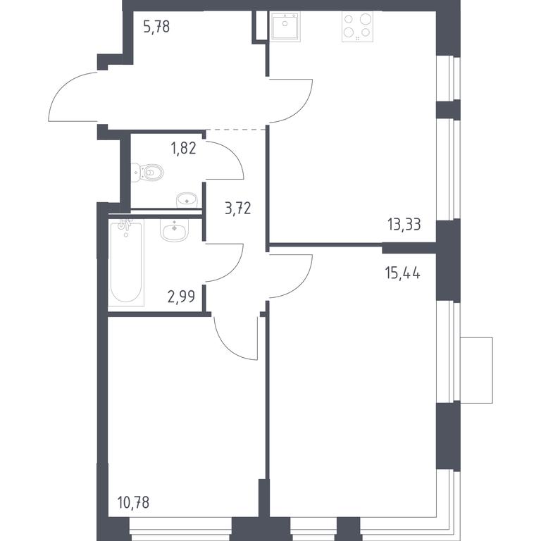1-BD Apartment Sale, 53.86平方米 at Molzhaninovo, Leningradskoye Highway, 229, Moscow, Russia #1 1-BD Apartment Sale, 53.86平方米 at Molzhaninovo, Leningradskoye Highway, 229, Moscow, Russia #1