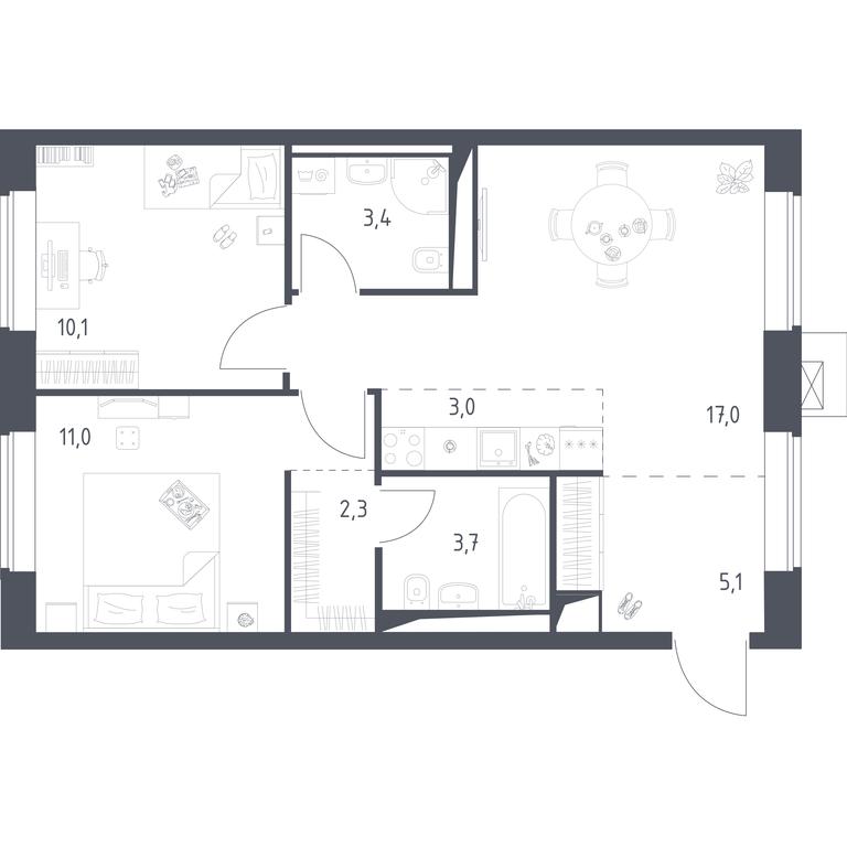 1-BD Apartment Sale, 55.62 sq. m. at Vereiskaya 41, Vereyskaya Street, 41, Moscow, Russia #2