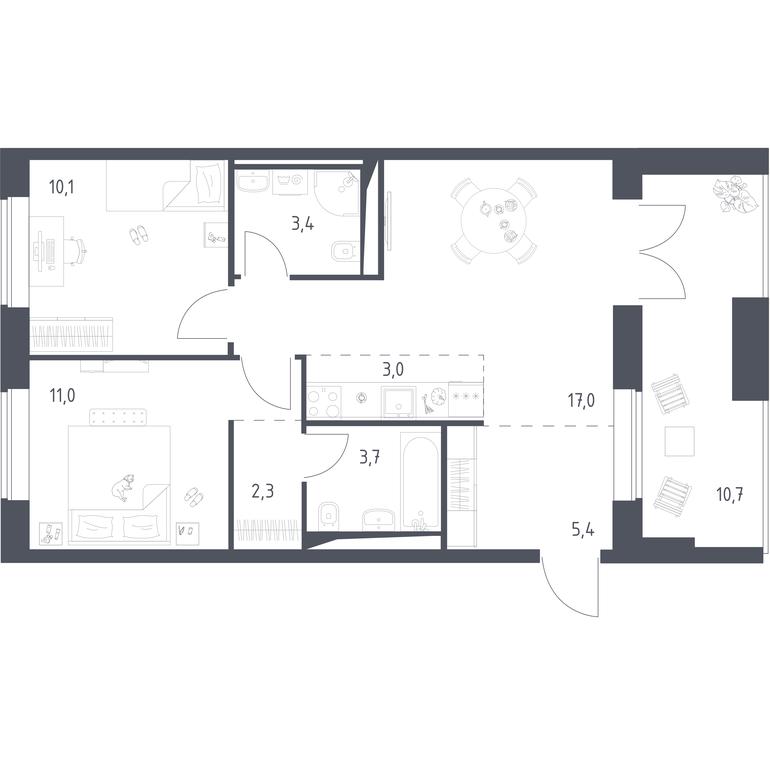 1-BD Apartment Sale, 59.16 sq. m. at Vereiskaya 41, Vereyskaya Street, 41, Moscow, Russia #2