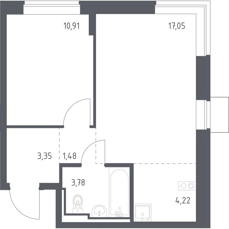 Apartment Sale, 40.79 sq. m. at Bogdanovskiy Les, derevnya Bogdanikha, Leninskiy City District, Moscow Region, Russia #1