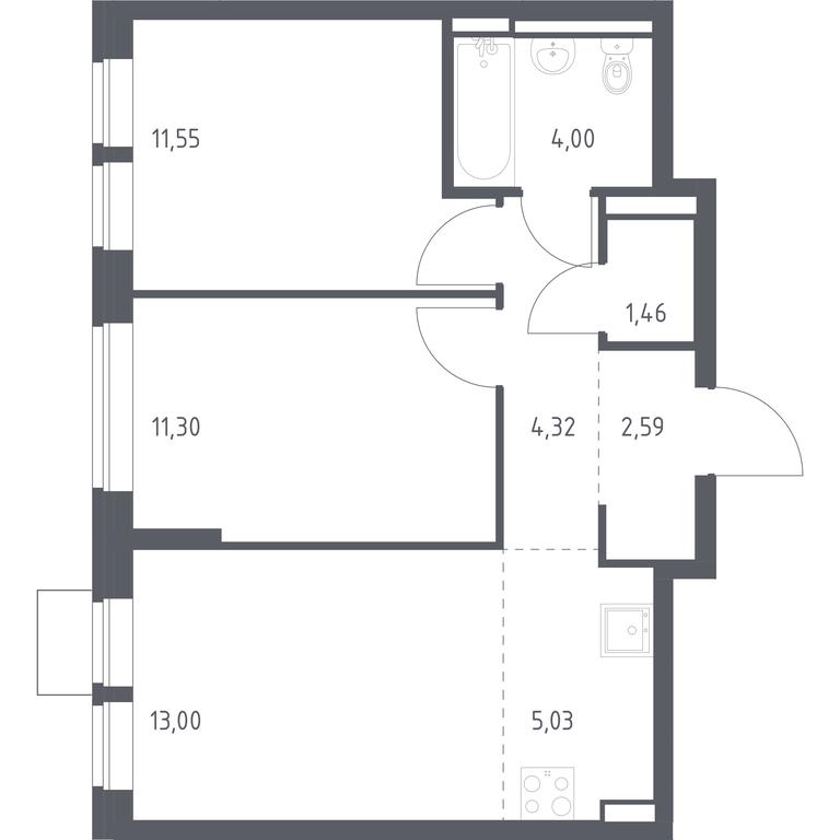 1-BD Apartment Sale, 53.25 sq. m. at Bogdanovskiy Les, derevnya Bogdanikha, Leninskiy City District, Moscow Region, Russia #1 1-BD Apartment Sale, 53.25 sq. m. at Bogdanovskiy Les, derevnya Bogdanikha, Leninskiy City District, Moscow Region, Russia #1