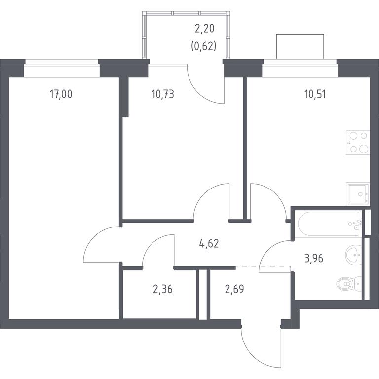 1-BD Apartment Sale, 52.49平方米 at Bogdanovskiy Les, derevnya Bogdanikha, Leninskiy City District, Moscow Region, Russia #1 1-BD Apartment Sale, 52.49平方米 at Bogdanovskiy Les, derevnya Bogdanikha, Leninskiy City District, Moscow Region, Russia #1