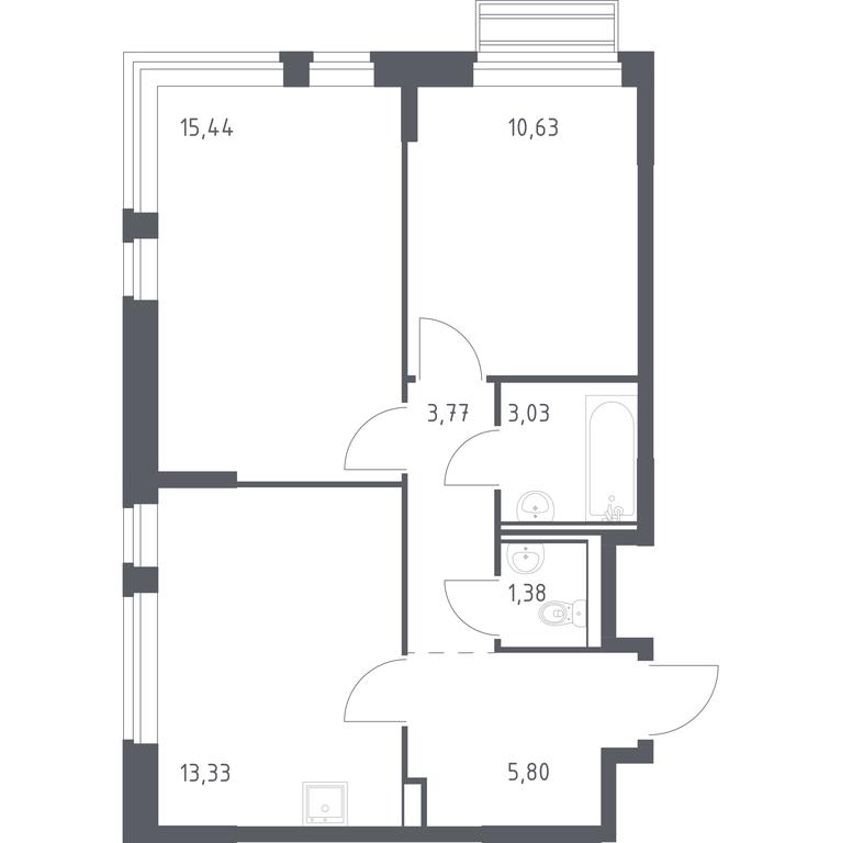 1-BD Apartment Sale, 53.38平方米 at Rublevskiy Kvartal, Laykovo Green Quarter, zhiloy kompleks Gorod-sobytiye Laykovo, selo Laykovo, Odintsovskiy City District, Moscow Region, Russia #1