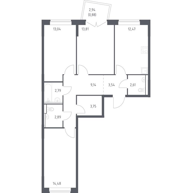 2-BD Apartment Sale, 79.4 sq. m. at Kvartal Marino, kvartal № 175, 1с1, Filimonkovskoye Municipal Formation, Moscow, Russia #1 2-BD Apartment Sale, 79.4 sq. m. at Kvartal Marino, kvartal № 175, 1с1, Filimonkovskoye Municipal Formation, Moscow, Russia #1