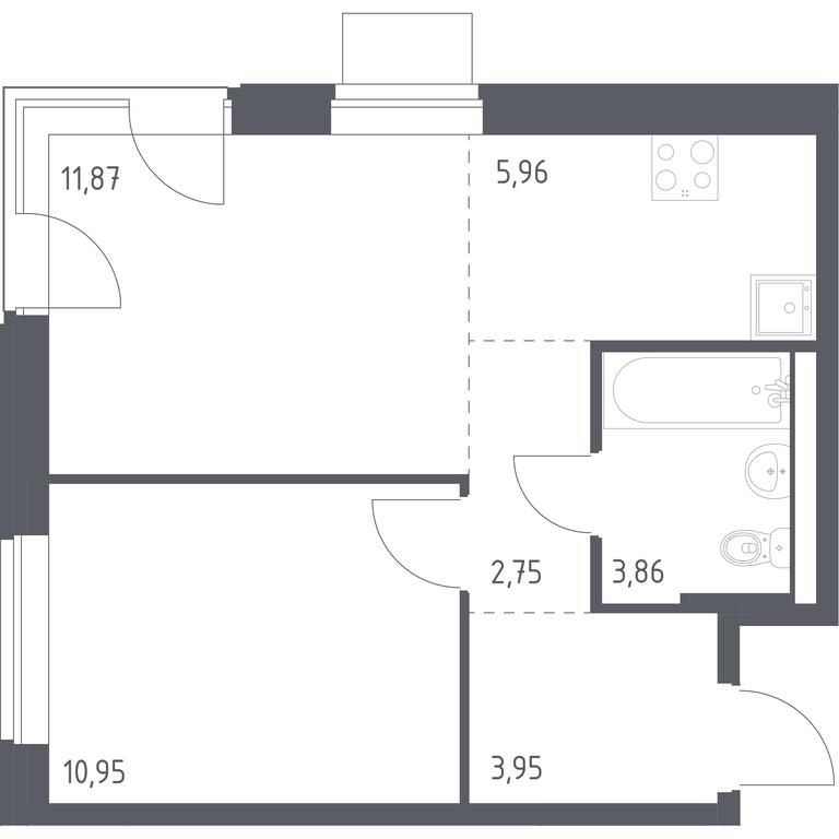 Apartment Sale, 39.34 sq. m. at Kvartal Zapadnyj, kvartal № 76, Marushkinskoye Settlement, Moscow, Russia #1
