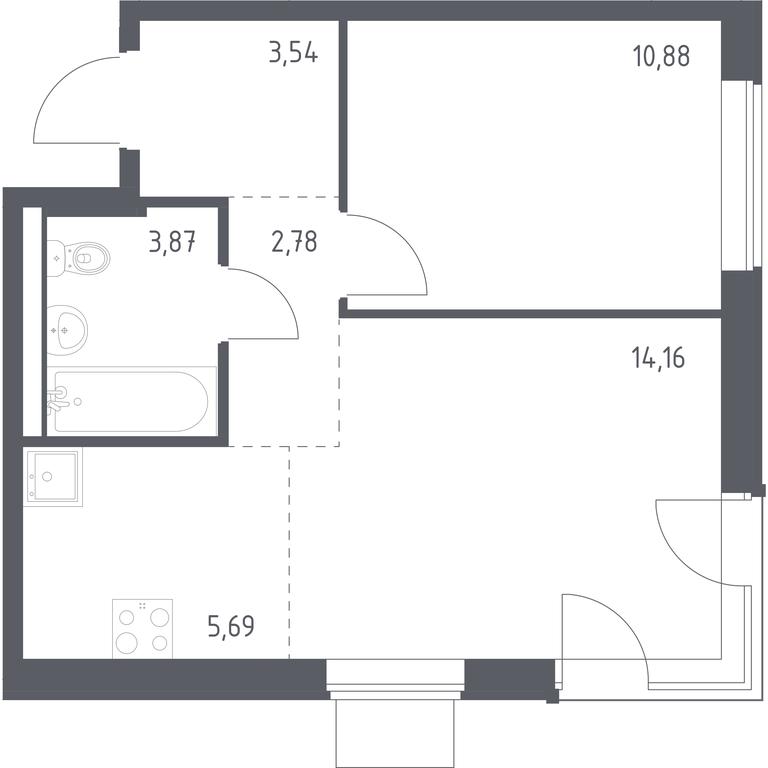 Apartment Sale, 40.92 sq. m. at Kvartal Zapadnyj, kvartal № 76, Marushkinskoye Settlement, Moscow, Russia #1
