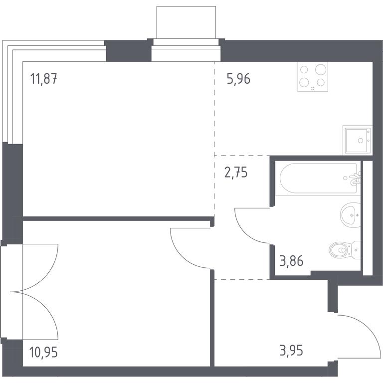 Apartment Sale, 39.34 sq. m. at Kvartal Zapadnyj, kvartal № 76, Marushkinskoye Settlement, Moscow, Russia #1