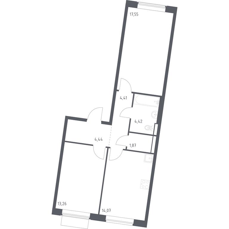1-BD Apartment Sale, 60.02平方米 at Kvartal Zapadnyj, kvartal № 76, Marushkinskoye Settlement, Moscow, Russia #1 1-BD Apartment Sale, 60.02平方米 at Kvartal Zapadnyj, kvartal № 76, Marushkinskoye Settlement, Moscow, Russia #1