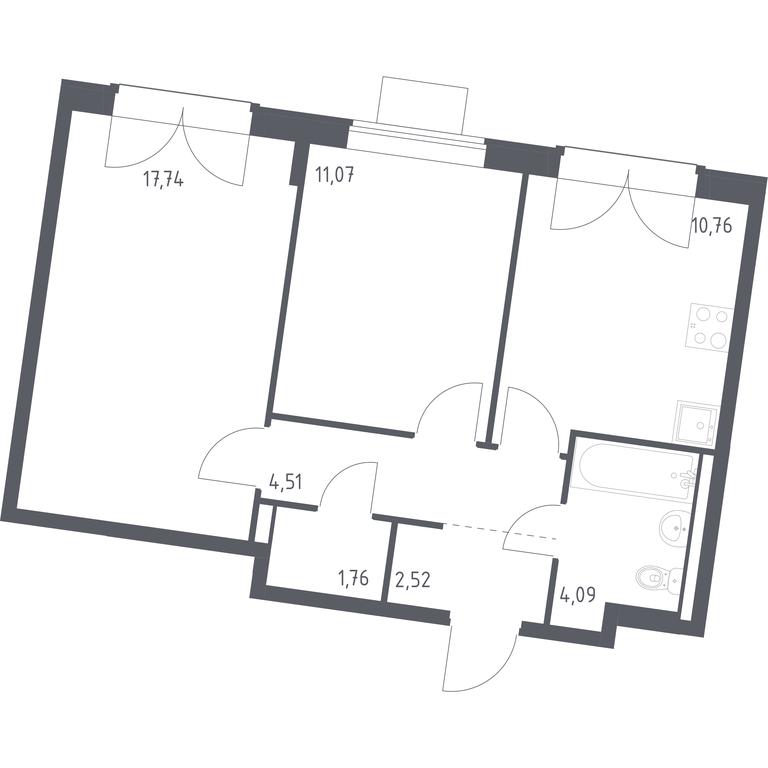1-BD Apartment Sale, 52.45平方米 at Kvartal Zapadnyj, kvartal № 76, Marushkinskoye Settlement, Moscow, Russia #1 1-BD Apartment Sale, 52.45平方米 at Kvartal Zapadnyj, kvartal № 76, Marushkinskoye Settlement, Moscow, Russia #1