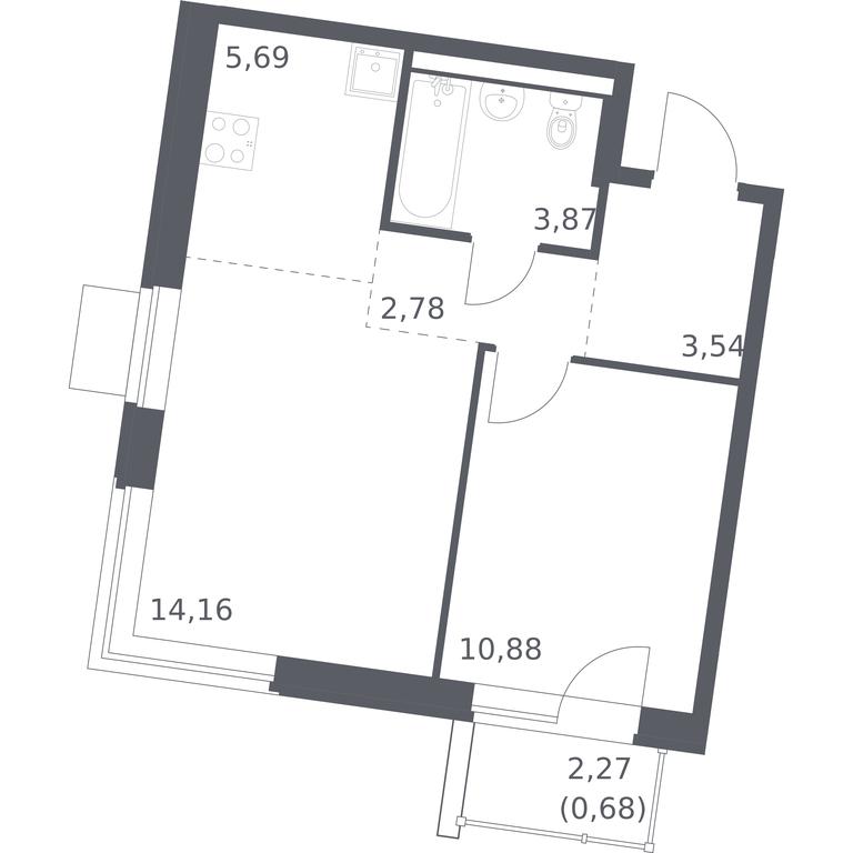 Apartment Sale, 41.6 sq. m. at Kvartal Zapadnyj, kvartal № 76, Marushkinskoye Settlement, Moscow, Russia #1 Apartment Sale, 41.6 sq. m. at Kvartal Zapadnyj, kvartal № 76, Marushkinskoye Settlement, Moscow, Russia #1