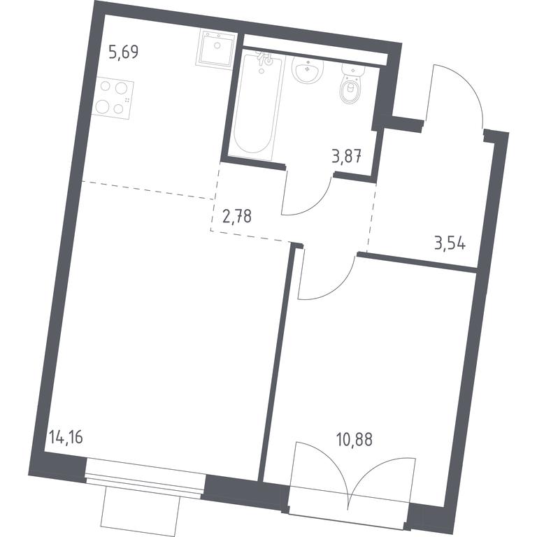 Apartment Sale, 40.92 sq. m. at Kvartal Zapadnyj, kvartal № 76, Marushkinskoye Settlement, Moscow, Russia #1
