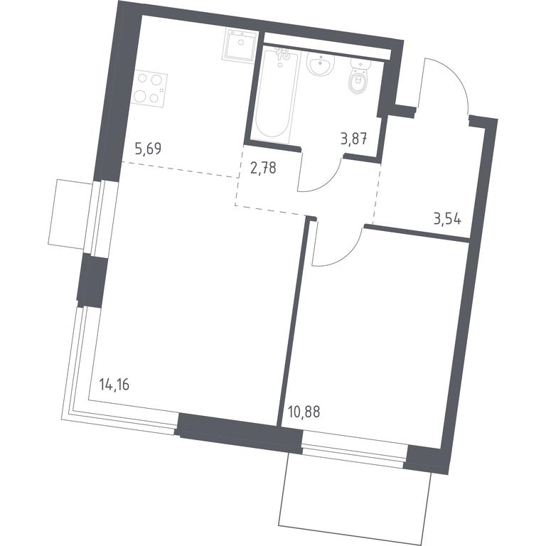 Apartment Sale, 40.92 sq. m. at Kvartal Zapadnyj, kvartal № 76, Marushkinskoye Settlement, Moscow, Russia #1 Apartment Sale, 40.92 sq. m. at Kvartal Zapadnyj, kvartal № 76, Marushkinskoye Settlement, Moscow, Russia #1