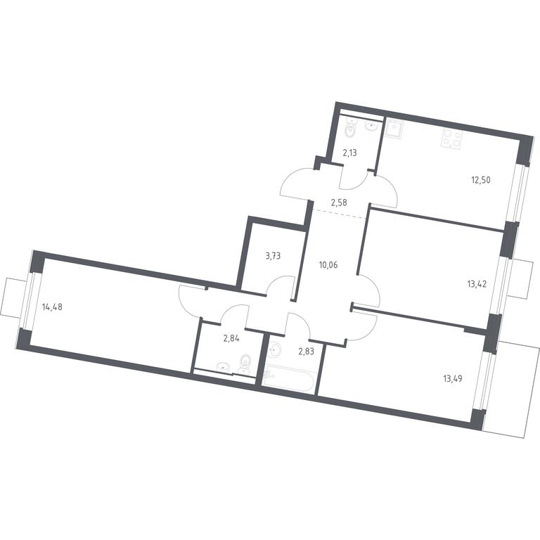 2-BD Apartment Sale, 78.06平方米 at Kvartal Zapadnyj, kvartal № 76, Marushkinskoye Settlement, Moscow, Russia #1 2-BD Apartment Sale, 78.06平方米 at Kvartal Zapadnyj, kvartal № 76, Marushkinskoye Settlement, Moscow, Russia #1
