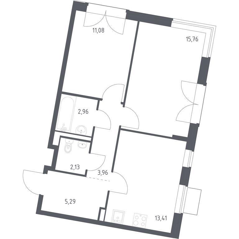 1-BD Apartment Sale, 54.59平方米 at Kvartal Zapadnyj, kvartal № 76, Marushkinskoye Settlement, Moscow, Russia #1 1-BD Apartment Sale, 54.59平方米 at Kvartal Zapadnyj, kvartal № 76, Marushkinskoye Settlement, Moscow, Russia #1