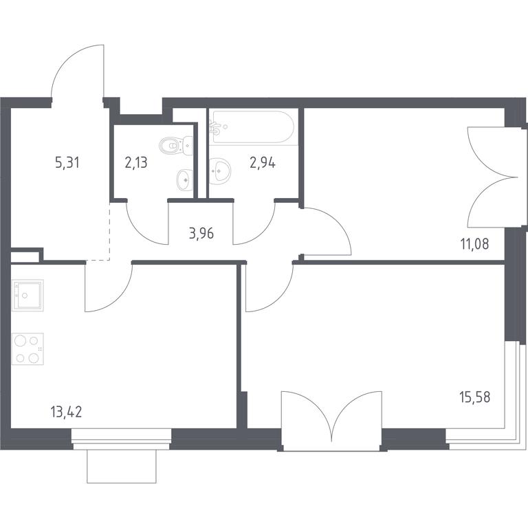 1-BD Apartment Sale, 54.42平方米 at Kvartal Zapadnyj, kvartal № 76, Marushkinskoye Settlement, Moscow, Russia #1 1-BD Apartment Sale, 54.42平方米 at Kvartal Zapadnyj, kvartal № 76, Marushkinskoye Settlement, Moscow, Russia #1