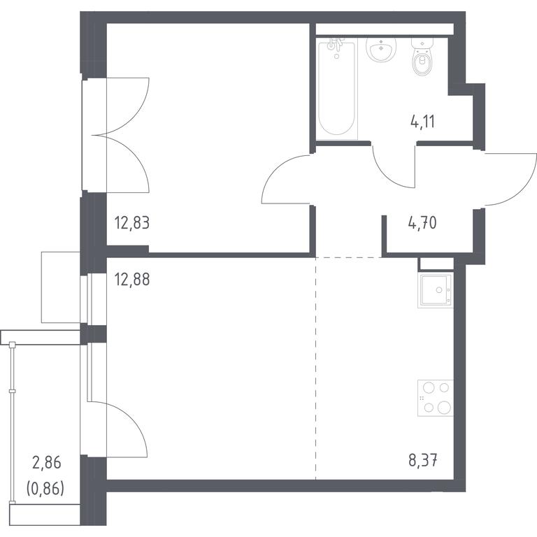 Apartment Sale, 43.75 sq. m. at Kvartal Zapadnyj, kvartal № 76, Marushkinskoye Settlement, Moscow, Russia #1