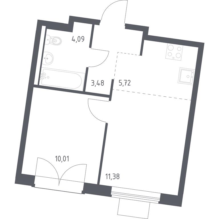 Apartment Sale, 34.68 sq. m. at Kvartal Zapadnyj, kvartal № 76, Marushkinskoye Settlement, Moscow, Russia #1