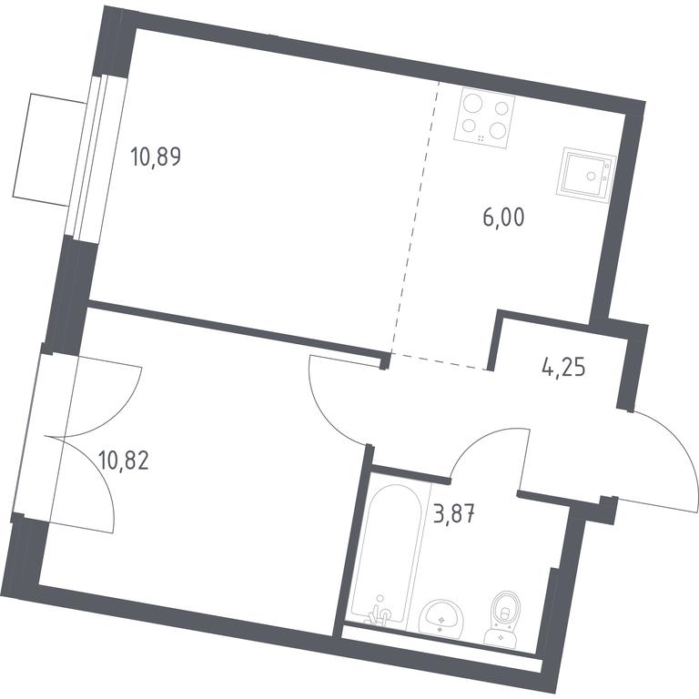 Apartment Sale, 35.83平方米 at Kvartal Zapadnyj, kvartal № 76, Marushkinskoye Settlement, Moscow, Russia #1