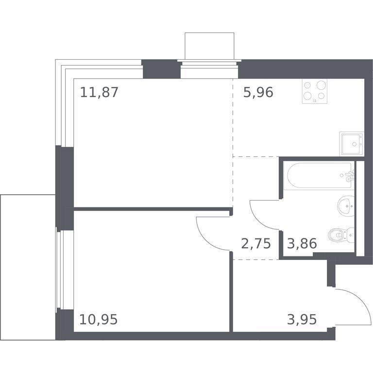 Apartment Sale, 39.34 sq. m. at Kvartal Zapadnyj, kvartal № 76, Marushkinskoye Settlement, Moscow, Russia #1