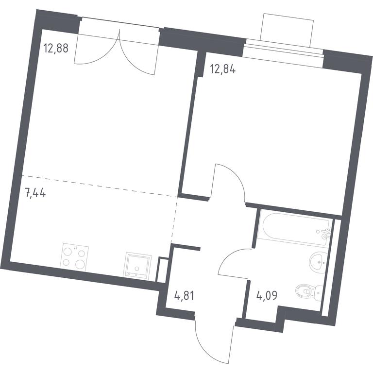 Apartment Sale, 42.06平方米 at Kvartal Zapadnyj, kvartal № 76, Marushkinskoye Settlement, Moscow, Russia #1 Apartment Sale, 42.06平方米 at Kvartal Zapadnyj, kvartal № 76, Marushkinskoye Settlement, Moscow, Russia #1
