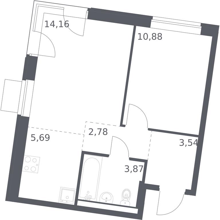 Apartment Sale, 40.92平方米 at Kvartal Zapadnyj, kvartal № 76, Marushkinskoye Settlement, Moscow, Russia #1 Apartment Sale, 40.92平方米 at Kvartal Zapadnyj, kvartal № 76, Marushkinskoye Settlement, Moscow, Russia #1