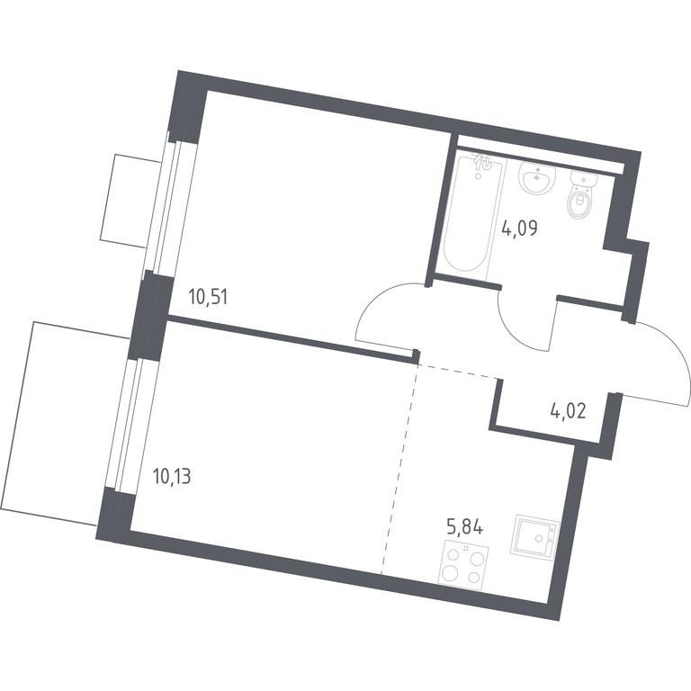 Apartment Sale, 34.59 sq. m. at Kvartal Zapadnyj, kvartal № 76, Marushkinskoye Settlement, Moscow, Russia #1