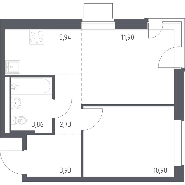 Apartment Sale, 39.34 sq. m. at Kvartal Zapadnyj, kvartal № 76, Marushkinskoye Settlement, Moscow, Russia #1