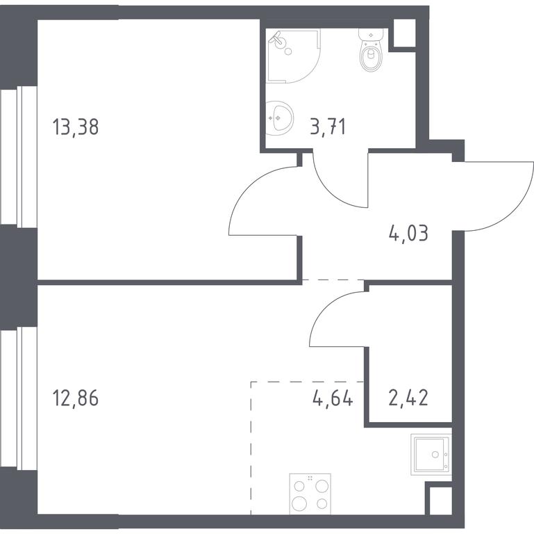 Apartment Sale, 41.04 sq. m. at Eko Bunino, prospekt Kuprina, 34к1, Sosenskoye Settlement, Moscow, Russia #1