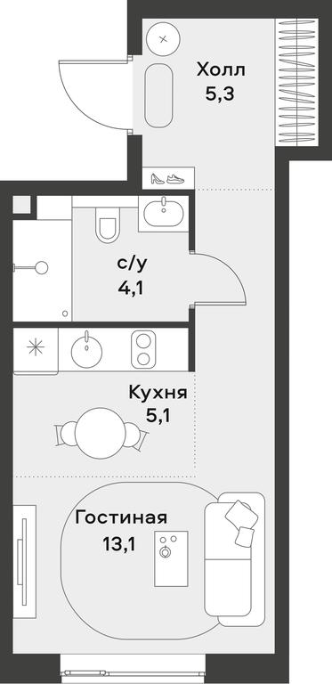 Apartment Sale, 27.6 sq. m. at Alia, Lyotnaya Street, 95Бк2, Moscow, Russia #2