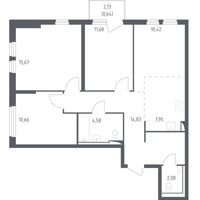 2-BD Apartment Sale, 78.51 sq. m. at Ostafevo, Ostafyevskoe Highway, 12к1, Ryazanovskoe Settlement, Moscow, Russia #1 2-BD Apartment Sale, 78.51 sq. m. at Ostafevo, Ostafyevskoe Highway, 12к1, Ryazanovskoe Settlement, Moscow, Russia #1