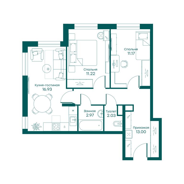 2-BD Apartment Sale, 56.7 sq. m. at Ravnovesie, zhiloy kompleks Ravnovesiye, selo Perkhushkovo, Odintsovskiy City District, Moscow Region, Russia #1 2-BD Apartment Sale, 56.7 sq. m. at Ravnovesie, zhiloy kompleks Ravnovesiye, selo Perkhushkovo, Odintsovskiy City District, Moscow Region, Russia #1