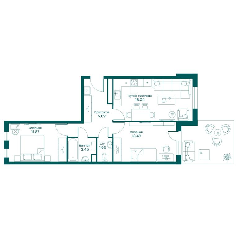 2-BD Apartment Sale, 58.2平方米 at Ravnovesie, zhiloy kompleks Ravnovesiye, selo Perkhushkovo, Odintsovskiy City District, Moscow Region, Russia #1 2-BD Apartment Sale, 58.2平方米 at Ravnovesie, zhiloy kompleks Ravnovesiye, selo Perkhushkovo, Odintsovskiy City District, Moscow Region, Russia #1