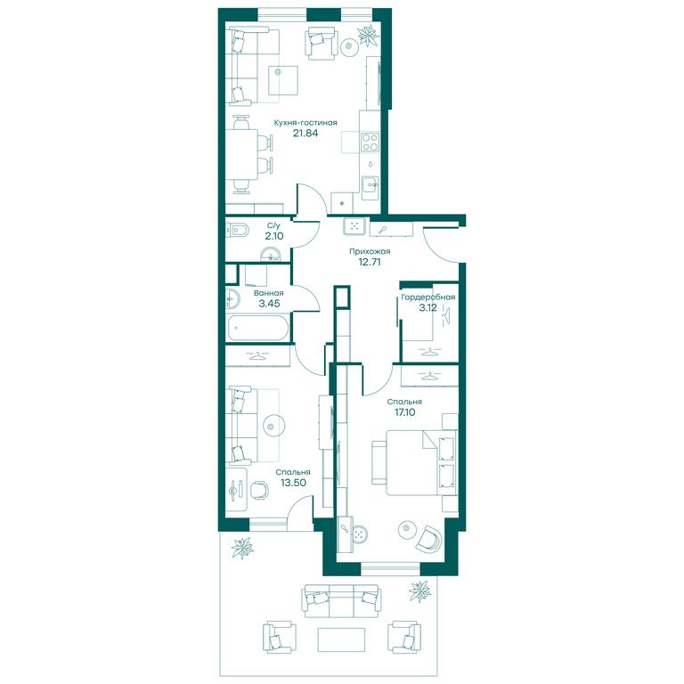 2-BD Apartment Sale, 73.5平方米 at Ravnovesie, zhiloy kompleks Ravnovesiye, selo Perkhushkovo, Odintsovskiy City District, Moscow Region, Russia #1 2-BD Apartment Sale, 73.5平方米 at Ravnovesie, zhiloy kompleks Ravnovesiye, selo Perkhushkovo, Odintsovskiy City District, Moscow Region, Russia #1