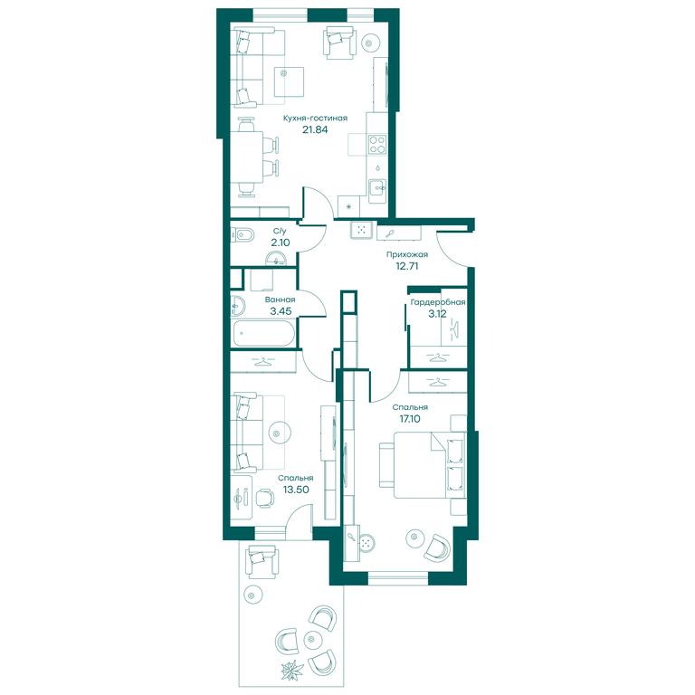 2-BD Apartment Sale, 73.8平方米 at Ravnovesie, zhiloy kompleks Ravnovesiye, selo Perkhushkovo, Odintsovskiy City District, Moscow Region, Russia #1 2-BD Apartment Sale, 73.8平方米 at Ravnovesie, zhiloy kompleks Ravnovesiye, selo Perkhushkovo, Odintsovskiy City District, Moscow Region, Russia #1