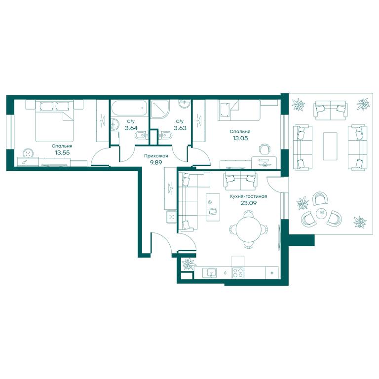 2-BD Apartment Sale, 66.7平方米 at Ravnovesie, zhiloy kompleks Ravnovesiye, selo Perkhushkovo, Odintsovskiy City District, Moscow Region, Russia #1 2-BD Apartment Sale, 66.7平方米 at Ravnovesie, zhiloy kompleks Ravnovesiye, selo Perkhushkovo, Odintsovskiy City District, Moscow Region, Russia #1
