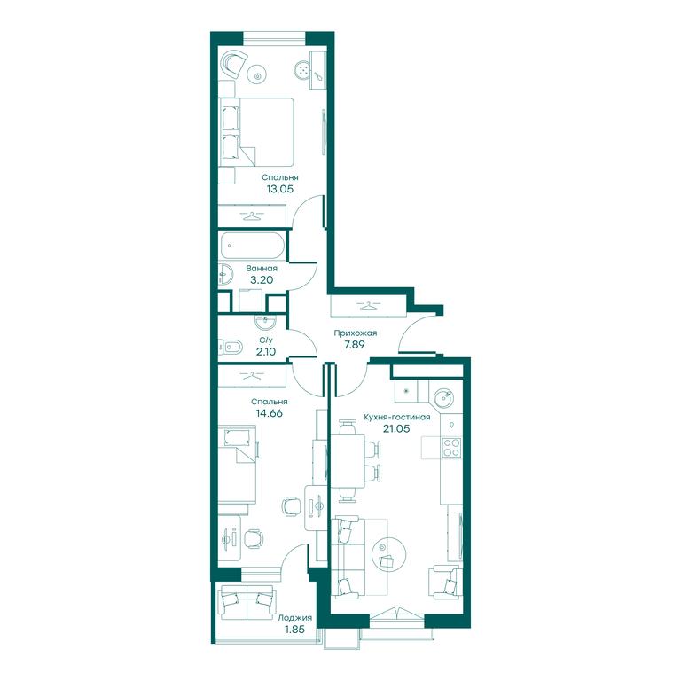 2-BD Apartment Sale, 63.7平方米 at Ravnovesie, zhiloy kompleks Ravnovesiye, selo Perkhushkovo, Odintsovskiy City District, Moscow Region, Russia #1 2-BD Apartment Sale, 63.7平方米 at Ravnovesie, zhiloy kompleks Ravnovesiye, selo Perkhushkovo, Odintsovskiy City District, Moscow Region, Russia #1