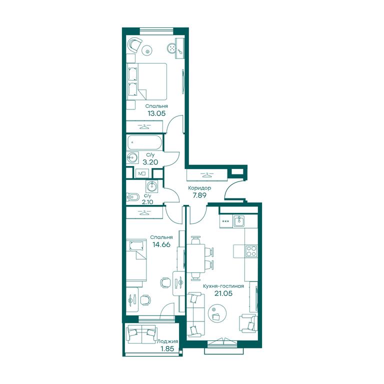 2-BD Apartment Sale, 63.7平方米 at Ravnovesie, zhiloy kompleks Ravnovesiye, selo Perkhushkovo, Odintsovskiy City District, Moscow Region, Russia #2 2-BD Apartment Sale, 63.7平方米 at Ravnovesie, zhiloy kompleks Ravnovesiye, selo Perkhushkovo, Odintsovskiy City District, Moscow Region, Russia #2