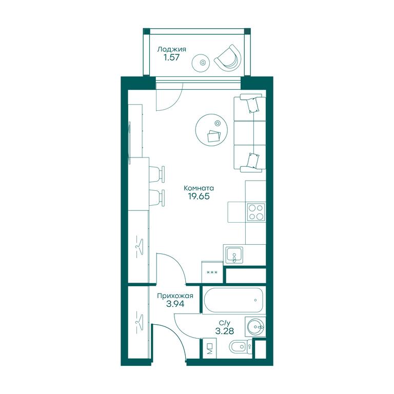 Apartment Sale, 28.5 sq. m. at Ravnovesie, zhiloy kompleks Ravnovesiye, selo Perkhushkovo, Odintsovskiy City District, Moscow Region, Russia #2