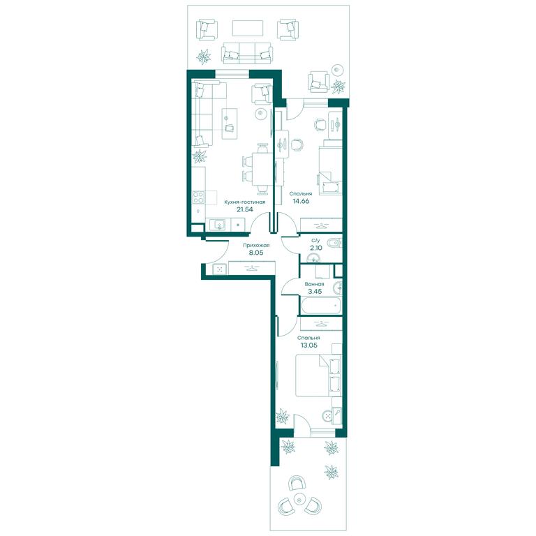 2-BD Apartment Sale, 62.7平方米 at Ravnovesie, zhiloy kompleks Ravnovesiye, selo Perkhushkovo, Odintsovskiy City District, Moscow Region, Russia #1 2-BD Apartment Sale, 62.7平方米 at Ravnovesie, zhiloy kompleks Ravnovesiye, selo Perkhushkovo, Odintsovskiy City District, Moscow Region, Russia #1