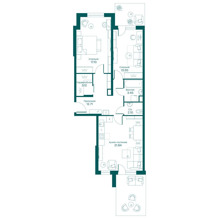 2-BD Apartment Sale, 73.8平方米 at Ravnovesie, zhiloy kompleks Ravnovesiye, selo Perkhushkovo, Odintsovskiy City District, Moscow Region, Russia #1 2-BD Apartment Sale, 73.8平方米 at Ravnovesie, zhiloy kompleks Ravnovesiye, selo Perkhushkovo, Odintsovskiy City District, Moscow Region, Russia #1