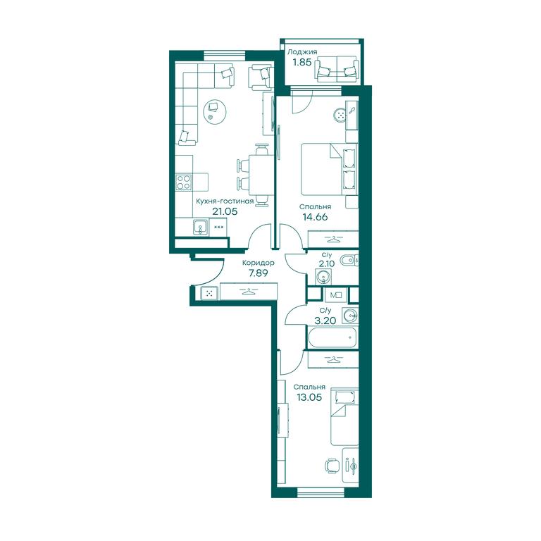 2-BD Apartment Sale, 63.8平方米 at Ravnovesie, zhiloy kompleks Ravnovesiye, selo Perkhushkovo, Odintsovskiy City District, Moscow Region, Russia #2 2-BD Apartment Sale, 63.8平方米 at Ravnovesie, zhiloy kompleks Ravnovesiye, selo Perkhushkovo, Odintsovskiy City District, Moscow Region, Russia #2